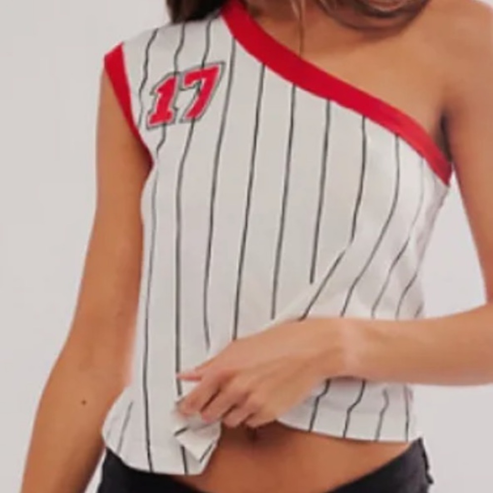 Ragabond Studio Sloan Sport Pinstripe Muscle Tank Graphic Baseball Casual